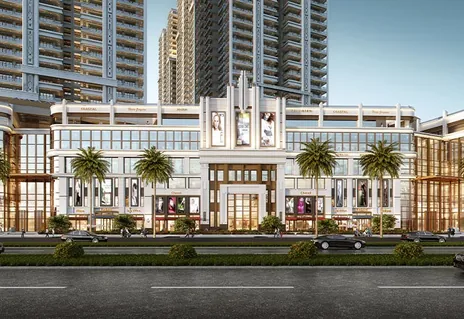 Grand podium-level facade